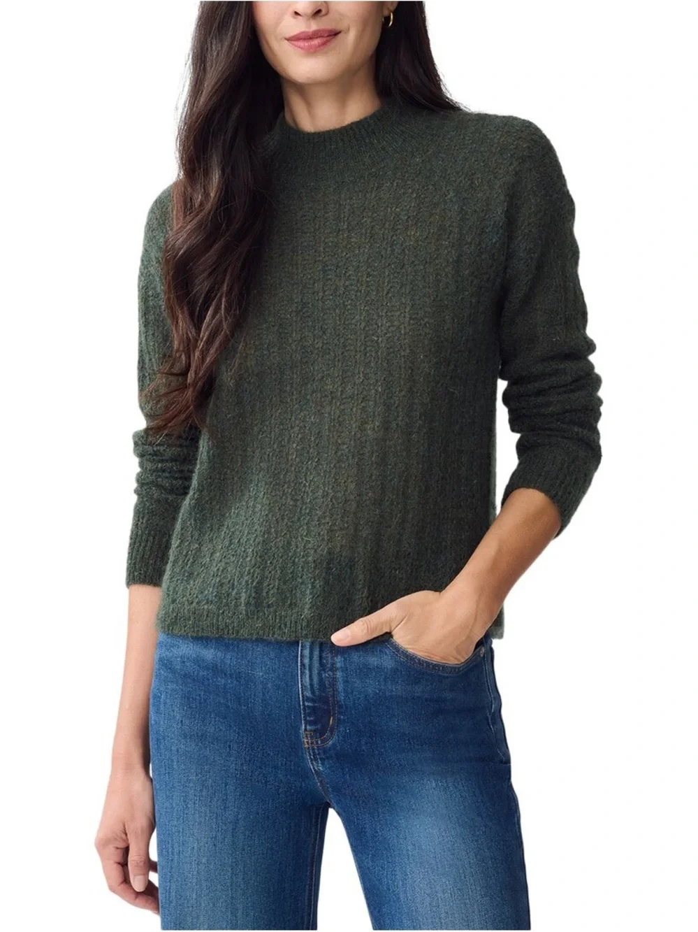 J.McLaughlin Jill Mohair Blend Sweater Dark Olive Green M